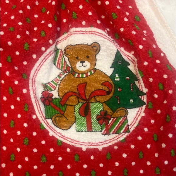 Parisian Prints Festive Red Teddy Bear Apron 100% Cotton - Picture 4 of 11